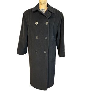 Vintage Harvé Benard Petites Black Alpaca and Wool Coat